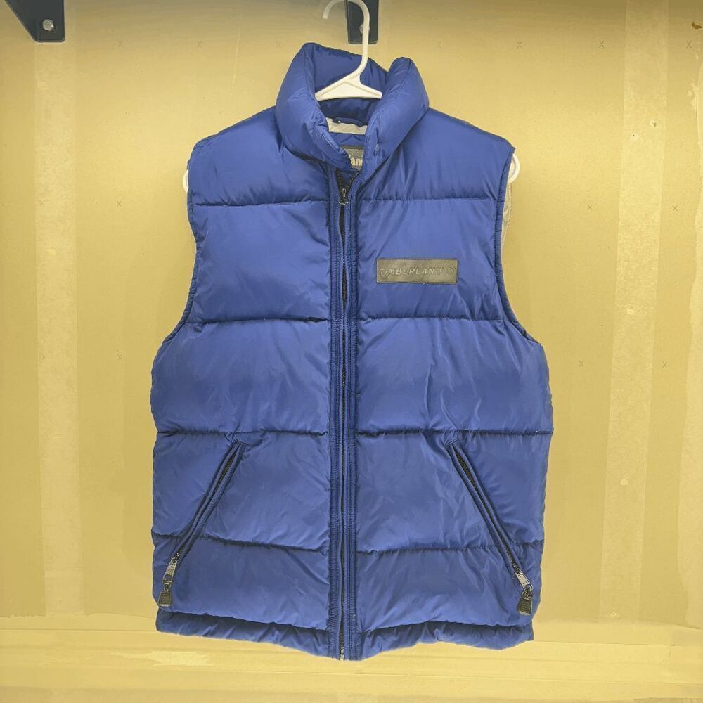 Vintage Timberland‎ 90s Performance Puffer Vest Synthetic Fill XS Blue Silver